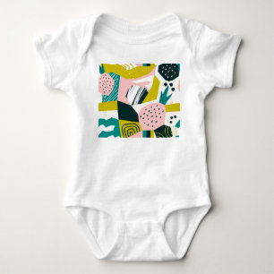 Body Para Bebê Abstrato de ananás: Patchwork sem costura colorida