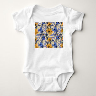 Body Para Bebê Abstrato Floral: Padrão Moderno de Aquarela