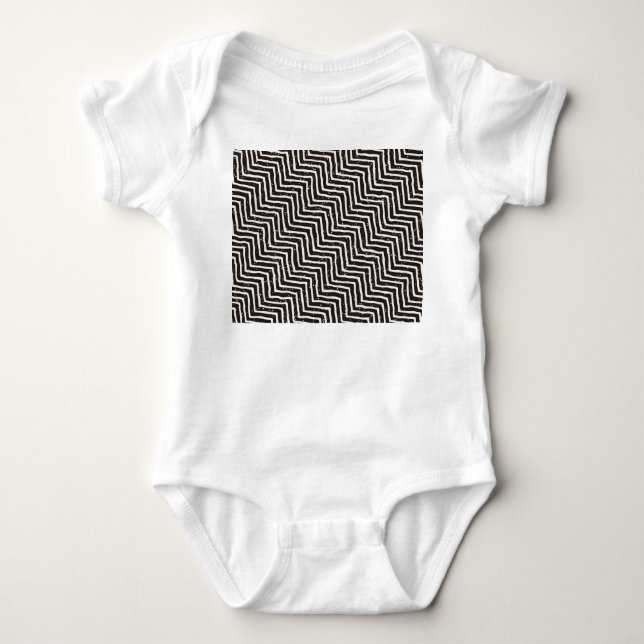 Body Para Bebê Abstrato Geométrico: Padrão Branco Preto (Frente)
