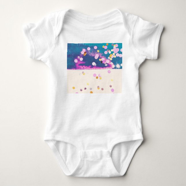 Body Para Bebê Abstrato Glittery Blue Watercolor Splash (Frente)