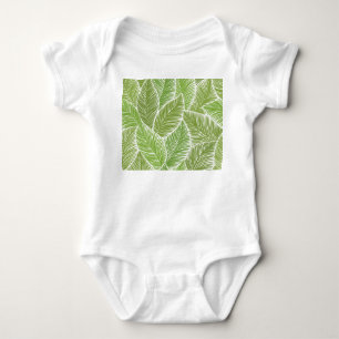 Body Para Bebê Abstrato verde floral, fundo sem costura.