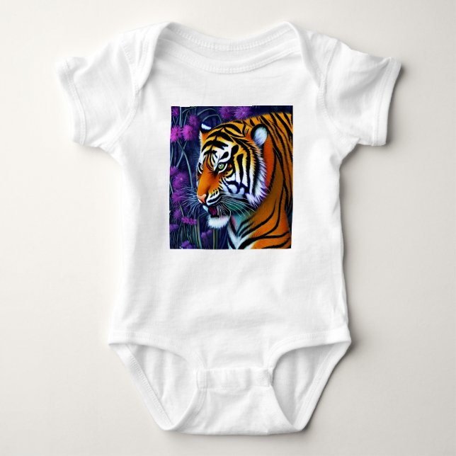 Body Para Bebê Abstrato Wild Majexpressa Tiger (Frente)