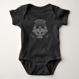 Body Para Bebê Academia Piloto de Avião Vintage Personalizado