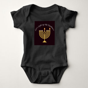 Body Para Bebê Acenda a escuridão Hanukkah Menorah