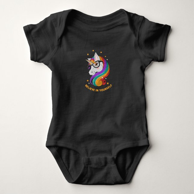 Body Para Bebê Acredite em si mesmo Unicórnio (Frente)