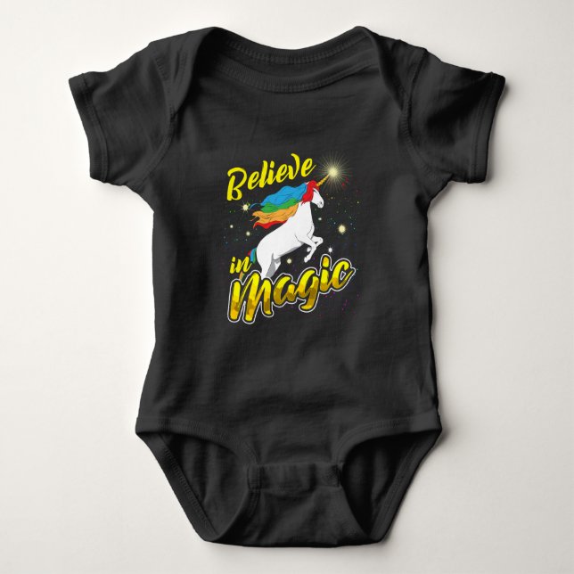 Body Para Bebê Acredite em um Unicórnio Magic Cute (Frente)