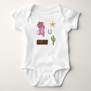 Body Para Bebê Adesivo de Cacto do Salão do Urso Rosa Caubói do O