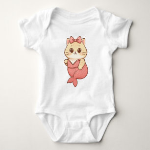Body Para Bebê Adesivo de Gatinho Sereia Fofinho