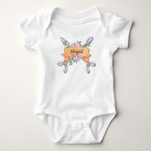 Body Para Bebê Adicionar Nome Pastel Boho Flower Arrows