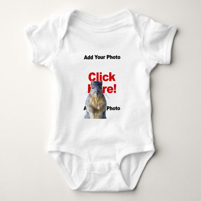 Body Para Bebê Adicione Um Foto Personalizada De Bebê Esquilo (Frente)