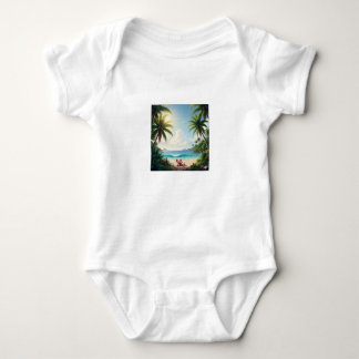 Body Para Bebê Adorable Baby Bodysuit – Elephant & Palm Trees