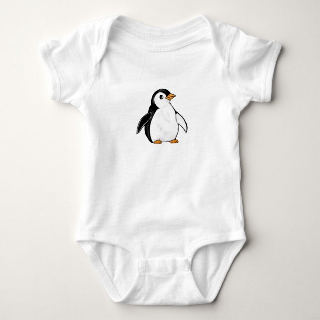 Body Para Bebê Adorable Baby Penguin Airbrush-Style Art Animal (Frente)