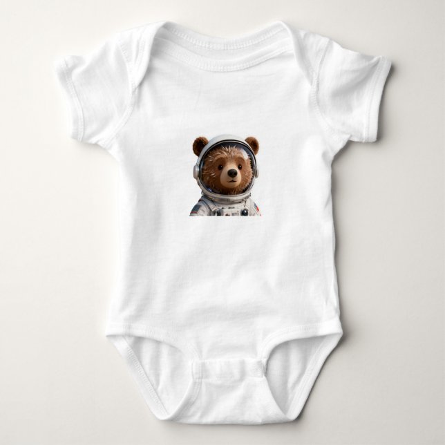 Body Para Bebê Adorable Bear Astronaut Baby | Space-Themed (Frente)