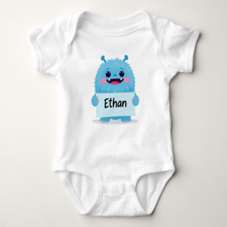 Body Para Bebê Adorable Blue Monster Baby Romper