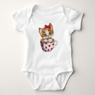 Body Para Bebê "Adorable Kitten in Cup Baby Bodysuit