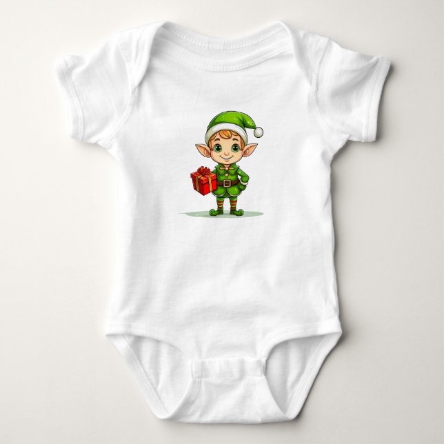 Body Para Bebê Adorable Little Elf – Festive Baby Bodysuit-Shirt (Frente)