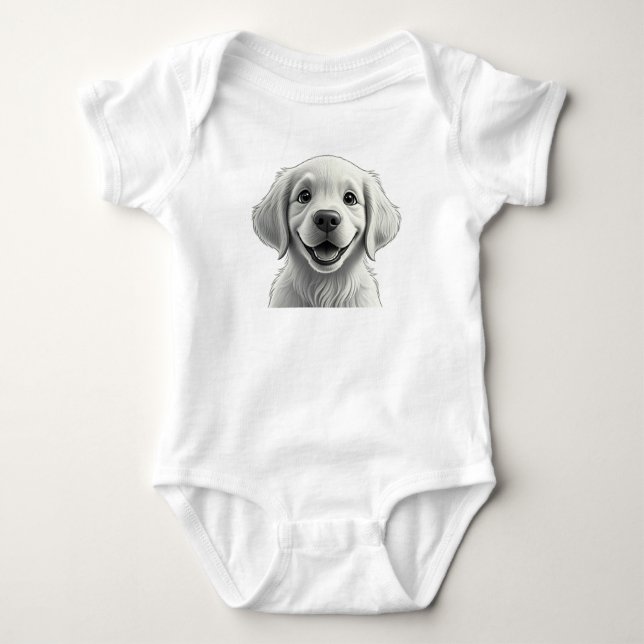 Body Para Bebê Adorable Pixar-Style Golden Retriever Puppy Kids  (Frente)