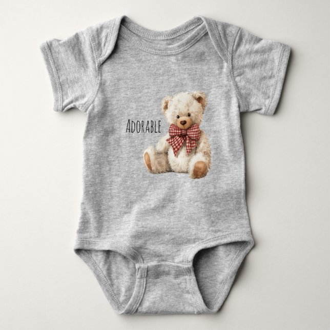 Body Para Bebê Adorable Red Cream Teddy Bear (Frente)