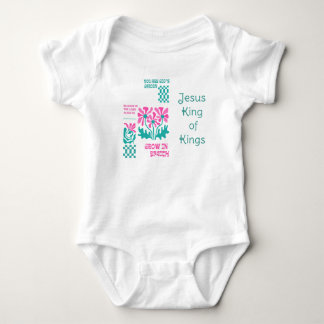 Body Para Bebê Adorable Religious Pink Green Retro Floral Name 