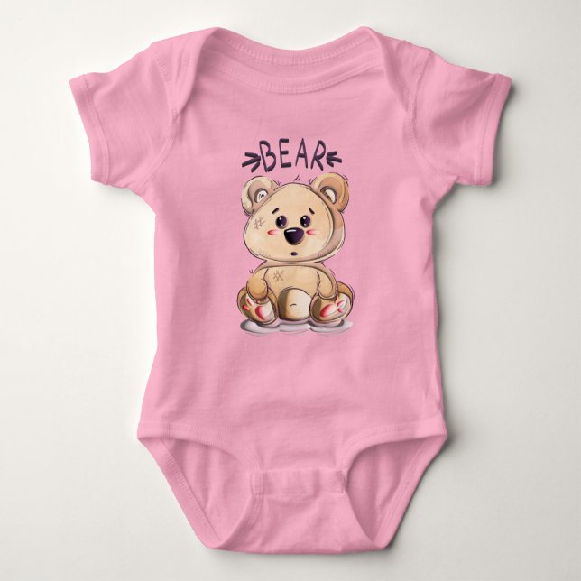 Body Para Bebê Adoráveis - Urso de Teddy 3D Grátis (Frente)