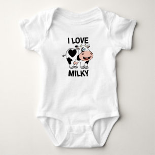 Body Para Bebê Adorável Adoro Vaca Látea com mancha cardíaca