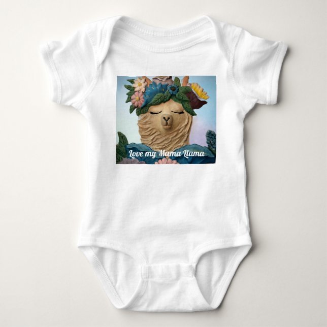 Body Para Bebê Adorável Amor minha mãe Llama veste bebê (Frente)