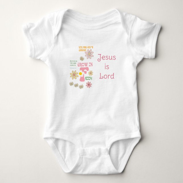 Body Para Bebê Adorável Fé Floral Borboleta Pastel Retro (Frente)