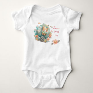 Body Para Bebê Adorável Fé Pastel Antigo Urso Carrinho de Bebê Fl