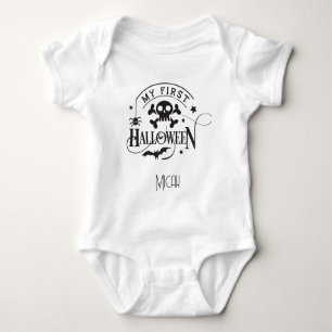 Body Para Bebê Adorável "Meu Primeiro Halloween" Nome Monograma