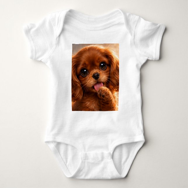 Body Para Bebê Adorável Ruby Cavalier Spaniel (Frente)