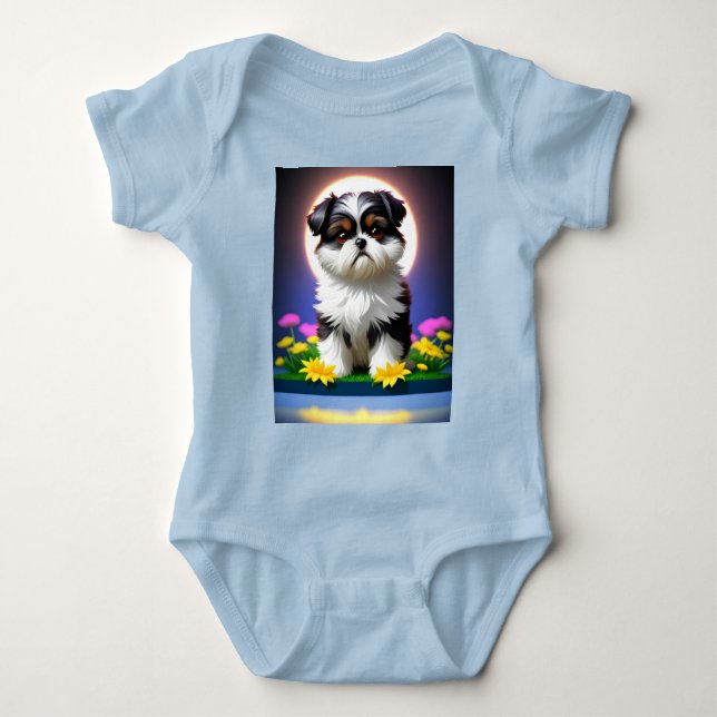 Body Para Bebê Adorável Shih Tzu (Frente)