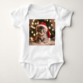 Body Para Bebê Adorável Tabby Christmas Kitten, Papais noeis Kitt
