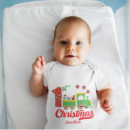Body Para Bebê Adorável Trem de Natal do Primeiro Natal do Bebê P