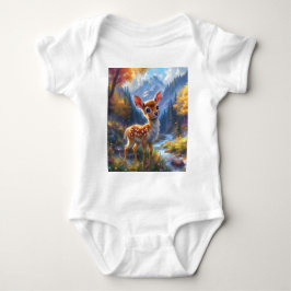 Body Para Bebê Adorável veado bebê em uma floresta entonada