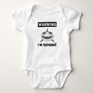 Body Para Bebê Advertindo eu sou tubarão engraçado Teething