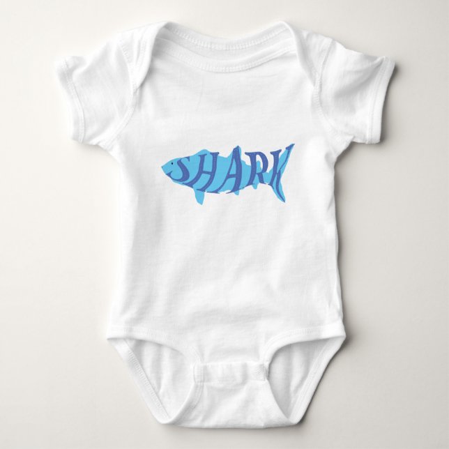 Body Para Bebê Aesthetic Playful Nautical Shark Splash Typography (Frente)