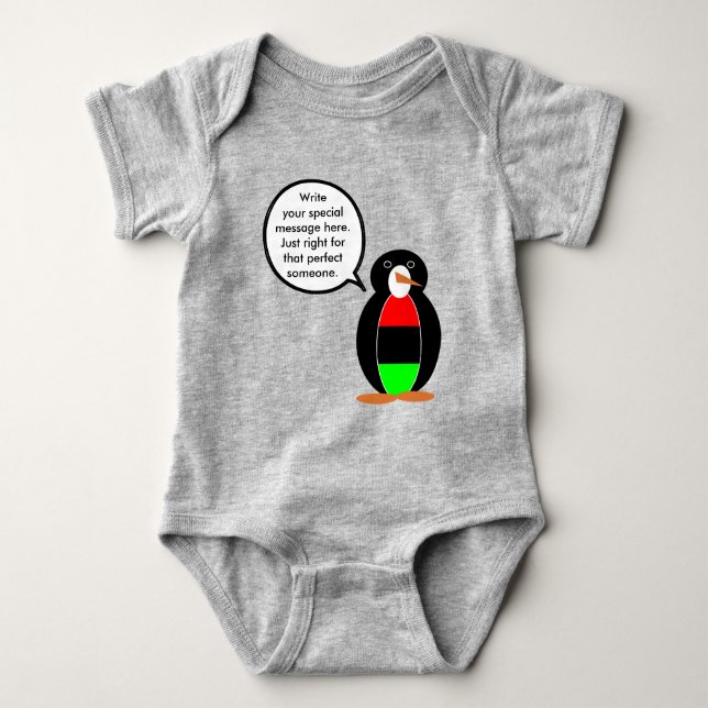 Body Para Bebê African American Flag Talking Ms. Penguin (Frente)