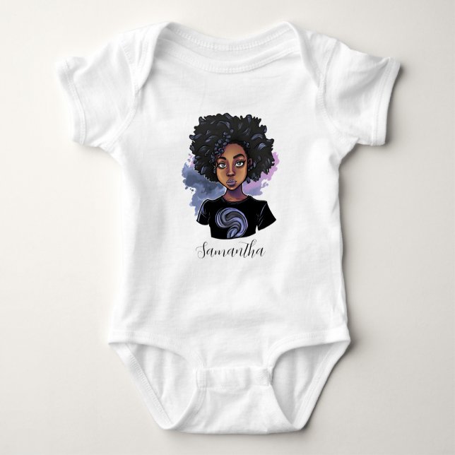 Body Para Bebê Afro-Americano Personalizado (Frente)