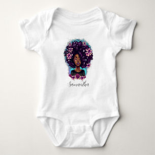 Body Para Bebê Afro-Mulher Floral