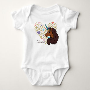 Body Para Bebê Afro Unicorn Design de Coração Único