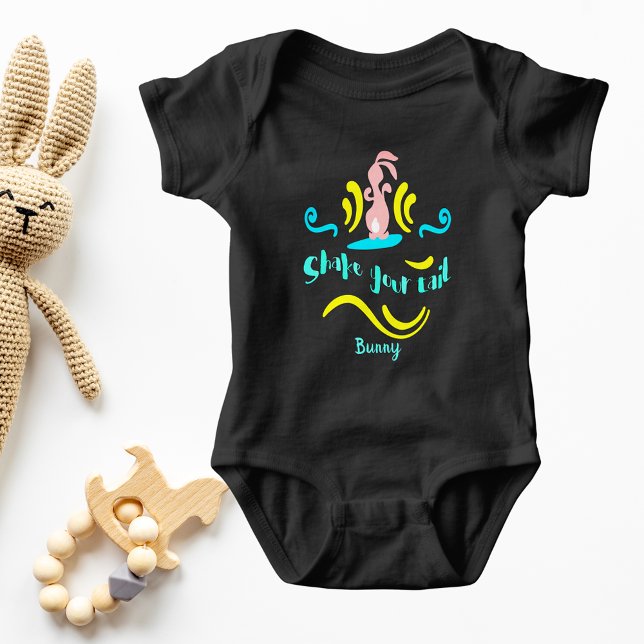 Body Para Bebê Agite Seu Coelho Dançante Coelho Da Cauda (Shake Your Tail Bunny Dancing Rabbit Baby Bodysuit)