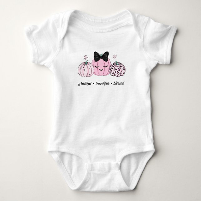 Body Para Bebê Agradecimento da Abóbora Rosa (Frente)