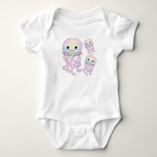 Body Para Bebê Água-viva Colorida em Aquarela Fofa