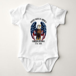 Body Para Bebê Águia Americana com Asas da Bandeira 1776-2026