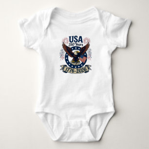 Body Para Bebê Águia Americana Patriótica 250 Anos 1776-2026