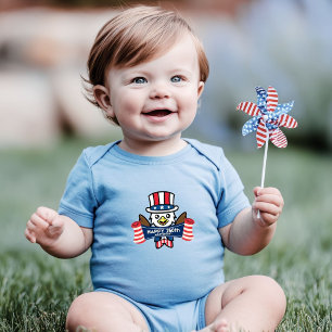 Body Para Bebê Águia Americana Patriótica Feliz 250º Aniversário