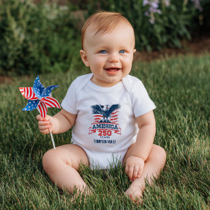 Body Para Bebê Águia Americana Patriótica Feliz 250º Aniversário