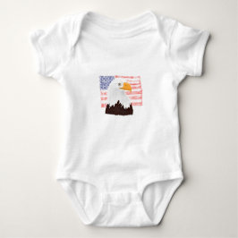 Body Para Bebê Águia Bald Americana e Bandeira - transparente.