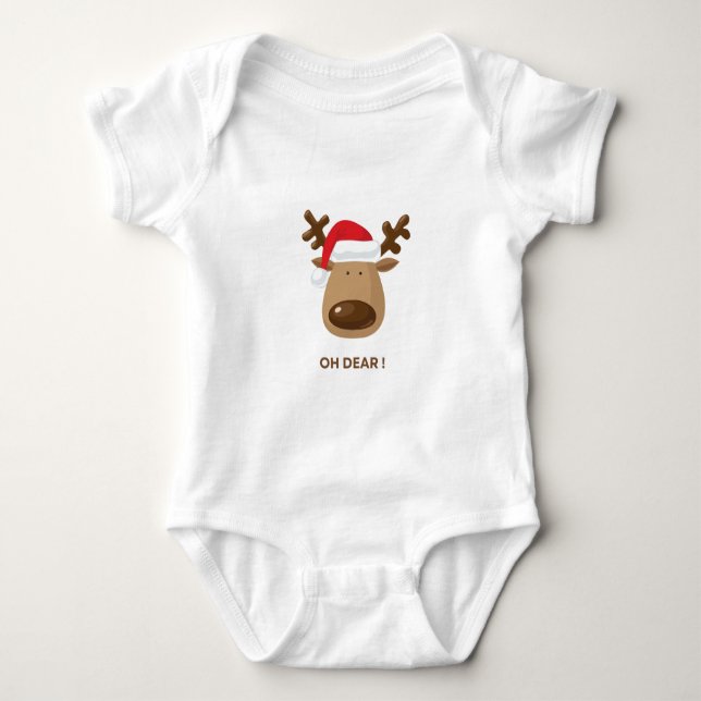 Body Para Bebê Ah Querido! Presente de Natal de Renas Engraçadas  (Frente)