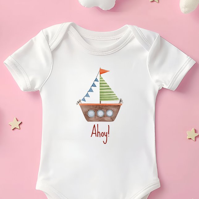 Body Para Bebê Ahoy Náutica aquarela (Criador carregado)